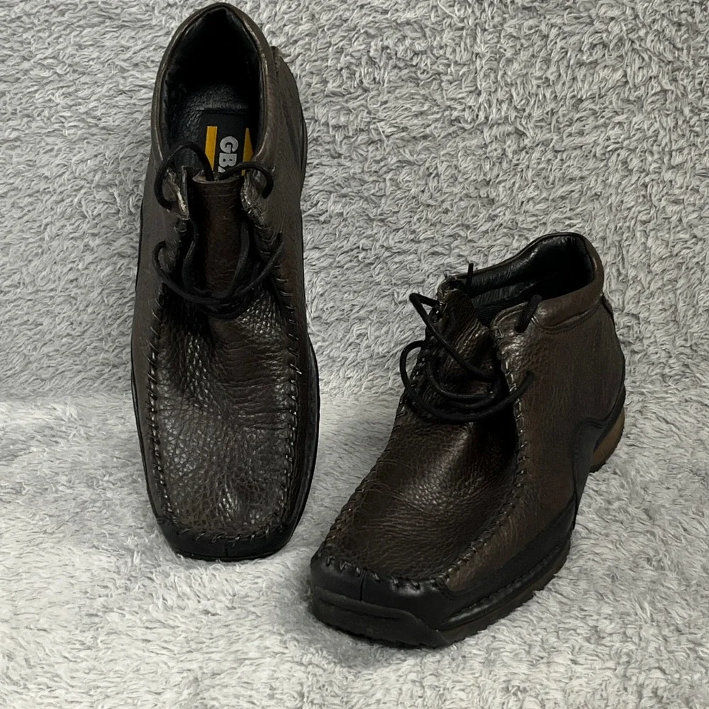 GBX Chukka Boots Mens 11 Brown Leather Lace Up Square Toe Rugged Casual